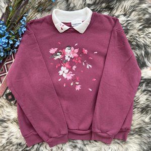 Vintage Style Floral Bird Sweater